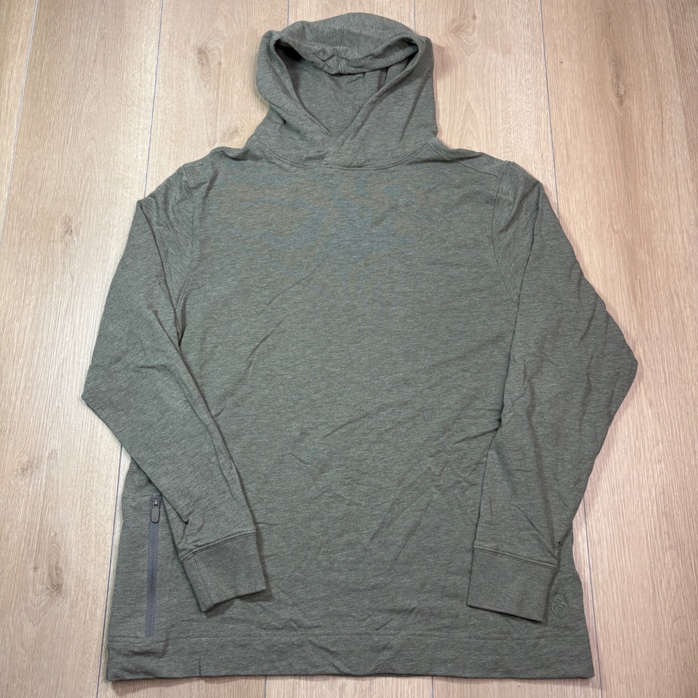 tasc Performance Mens Bamboo Cotton Blend Hoodie Green Size Medium Zip Pocket